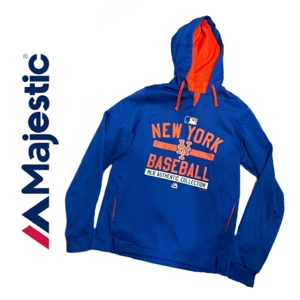 Majestic Authentic Collection‎ NY Mets Youth Orange/Blue Hoodie - Size S/CH